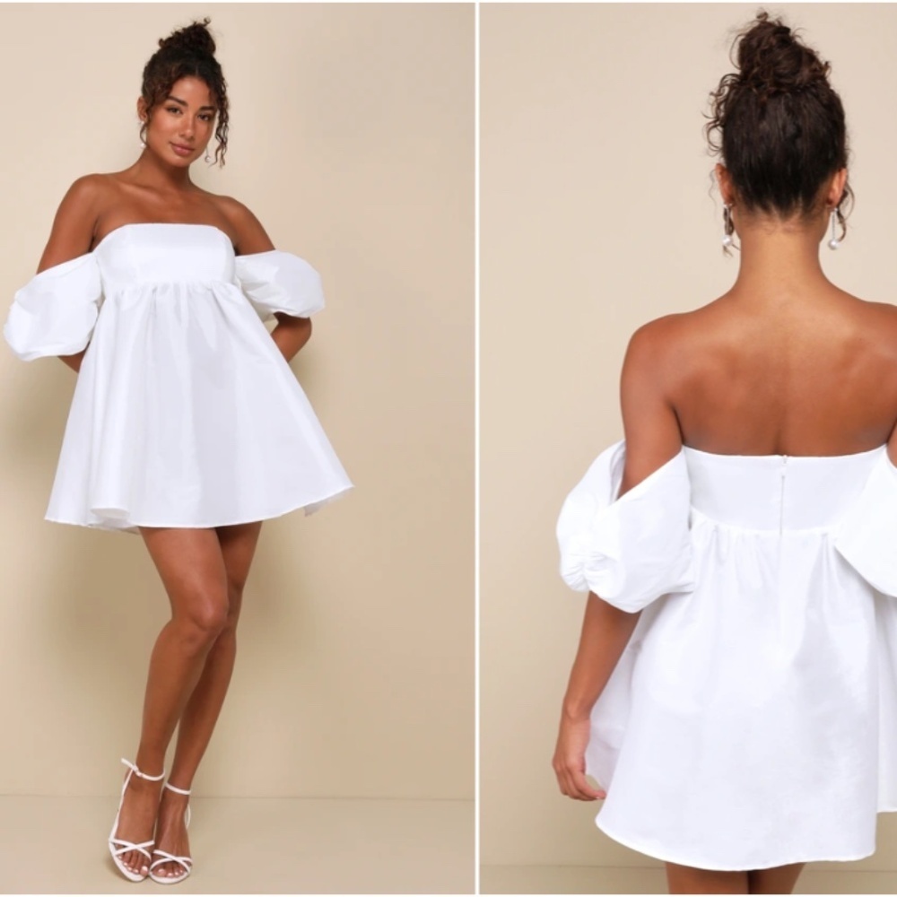 LULUS Sexy Bridal Bachelorette Engagement Bridal Shower Ruffles Babydoll Mini